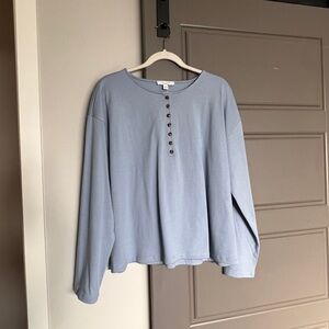 Ann Taylor Weekend Sky Blue Button-Up Top